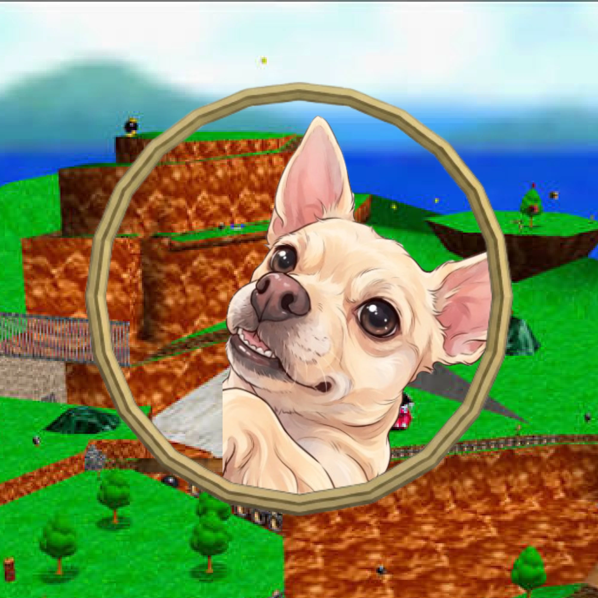 Logo de alon tube: un chihuahua dentro de un aro dorado